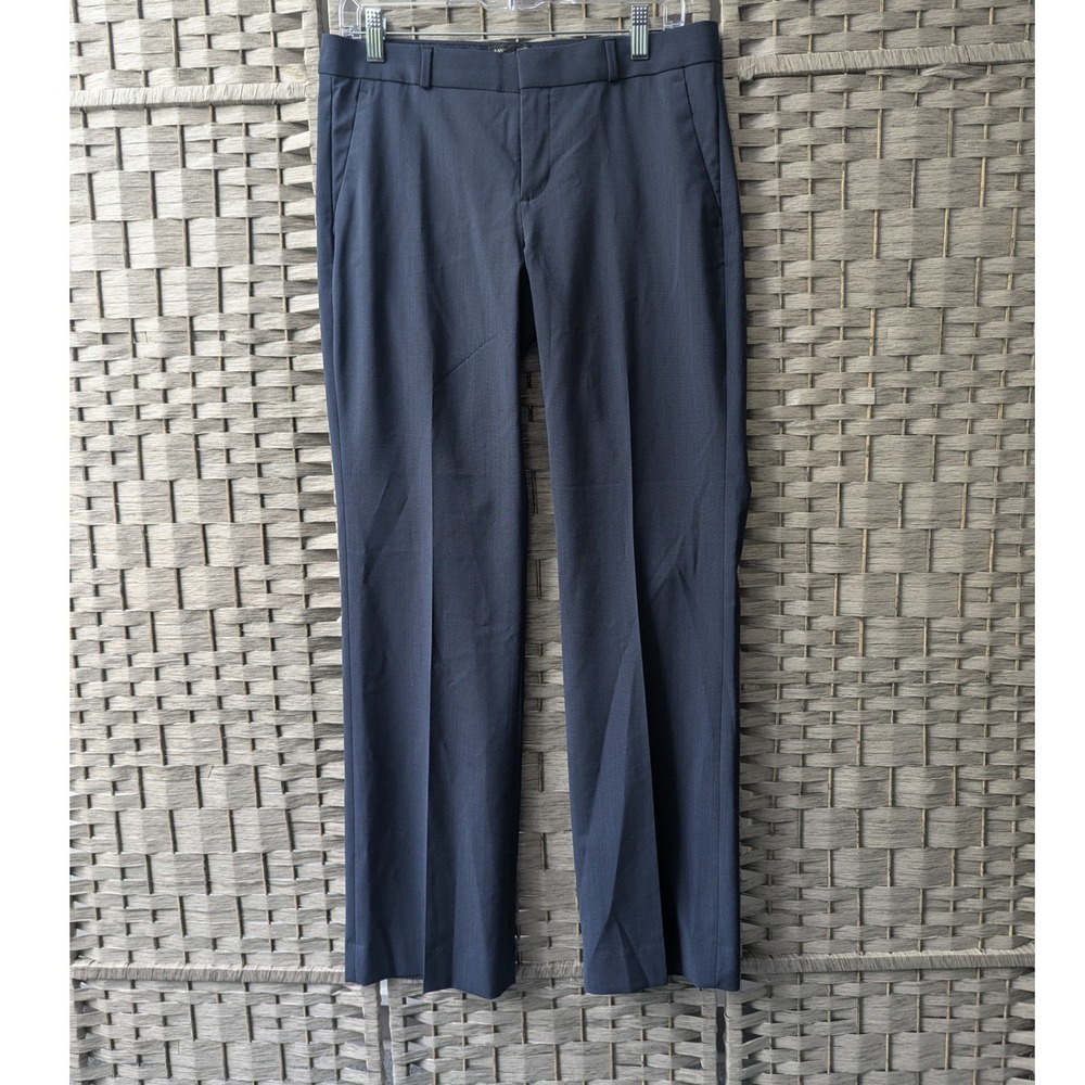 Banana Republic Logan Dress Pants Navy Blue Wool Blend Straight Leg Sz 6 Chic